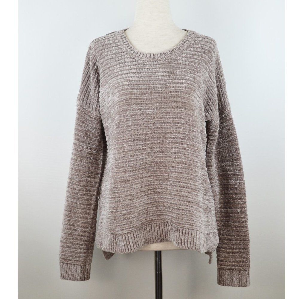 Pink Rose Khaki Crew Neck Ribbed Sweater